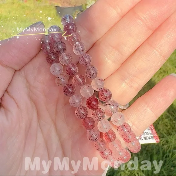 Strawberry Quartz Bracelet 6mm - Picture 3 of 6